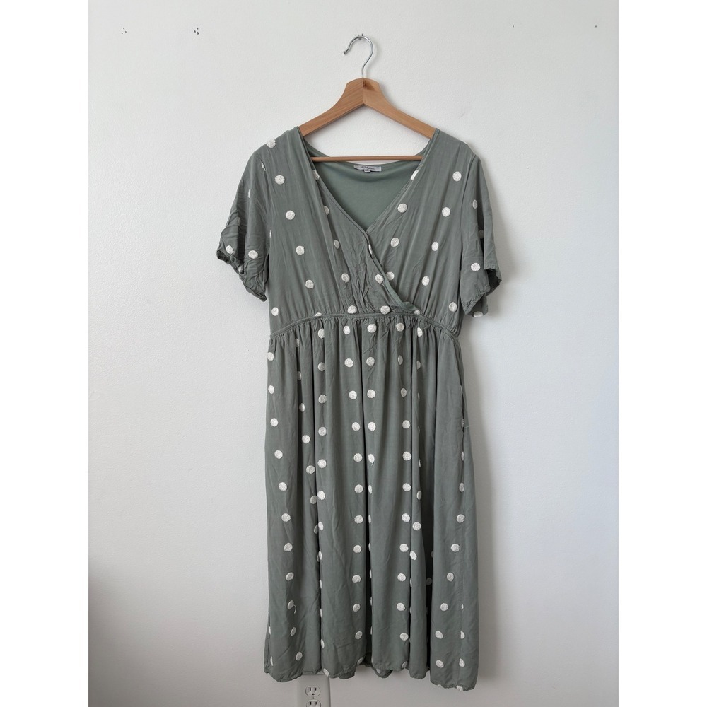 Polagram Green and White Polka Dot Dress – Size Medium